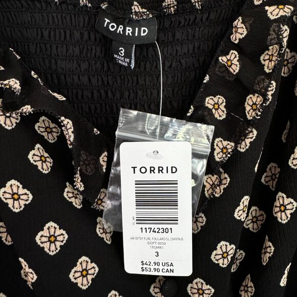 NWT Torrid Babydoll Chiffon Cami BLACK GEO FLORAL - size 3X - Picture 4 of 11